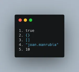 An image representing the different 5 types of truthy values